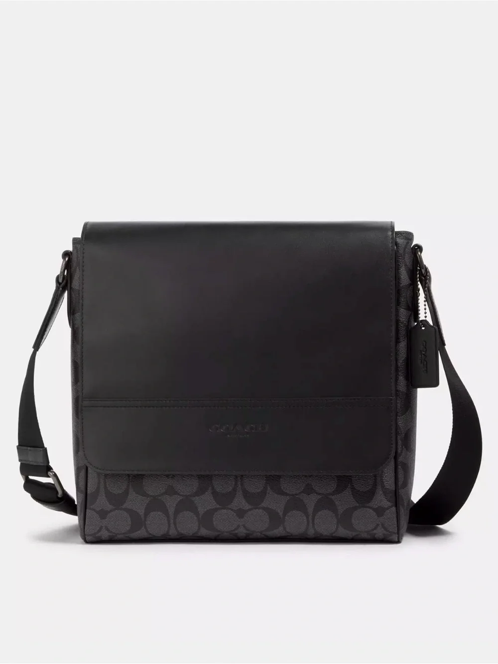 Coach Black Houston Map Signature Canvas Messenger Bag